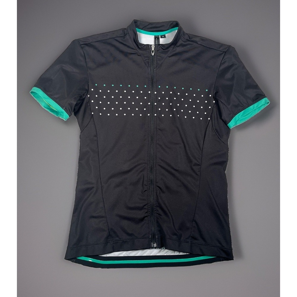 Specialized Womens RBX Comp Cycling Jersey XS Black Teal Polka Dot Full Zip SS